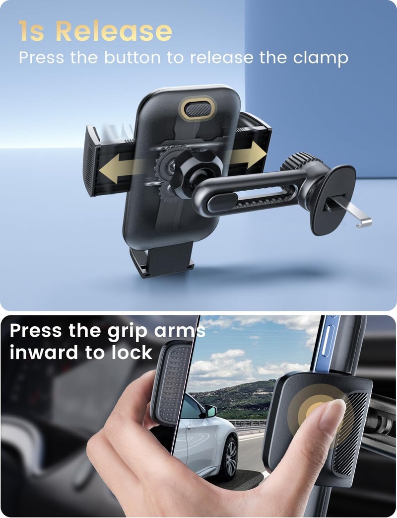Holdersafe Phone Holders for Your Car: [Never Blocking] Air Vent Cell Phones Mount for iPhone 17 Pro Max & Samsung Android Smartphone [Thick Cases Friendly] Hands-Free Auto Mobile Phone Stand - Image 5